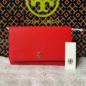 Tory Burch Emerson Chain Wallet Red
